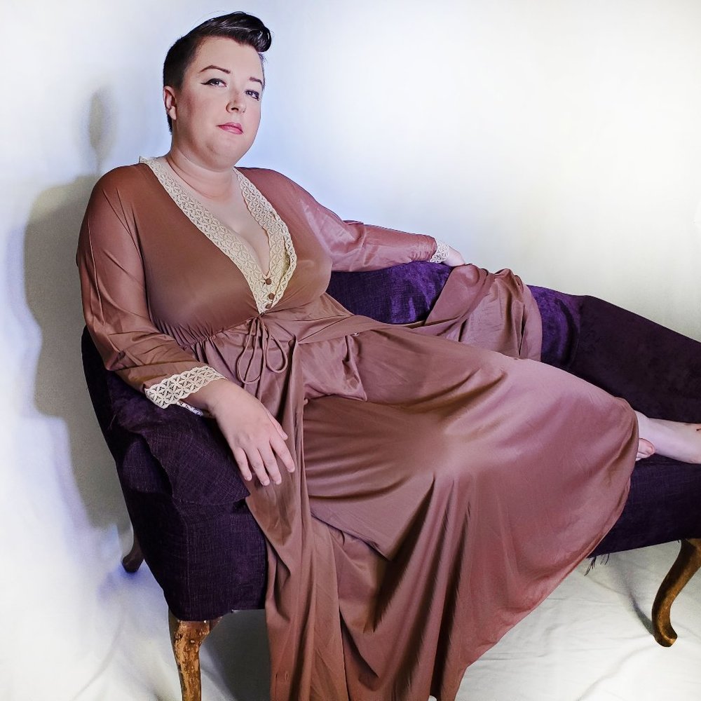 Luxurious Brown Nightgown w/ Robe Sleep Set